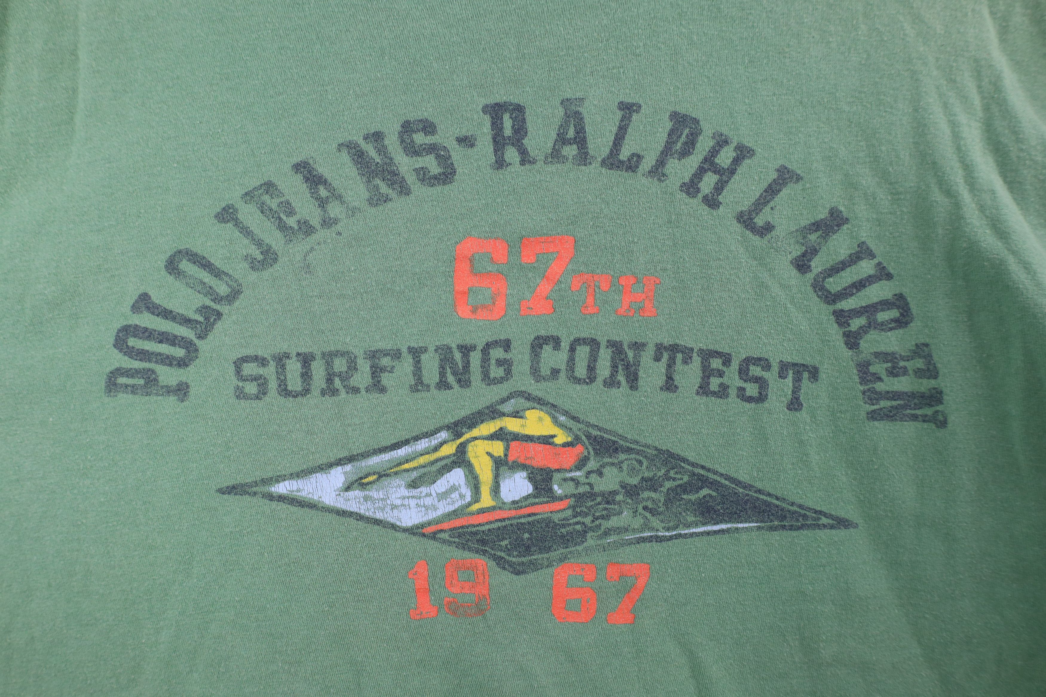 Ralph Lauren × Vintage Vintage 90s Y2K Ralph Lauren Surfing T-Shirt Green Cotton Size US XL / EU 56 / 4 - 4 Thumbnail