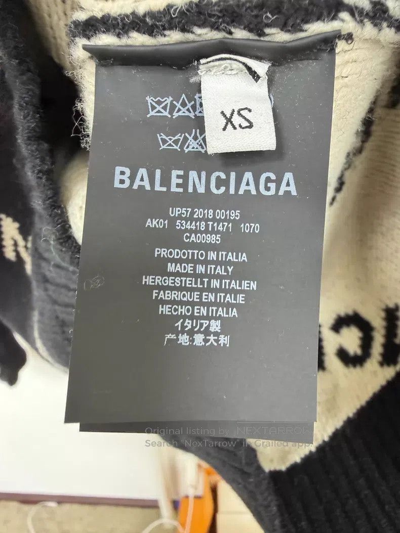 Balenciaga Balenciaga Black Logo Printed Knit Sweater Size US XS / EU 42 / 0 - 7 Thumbnail