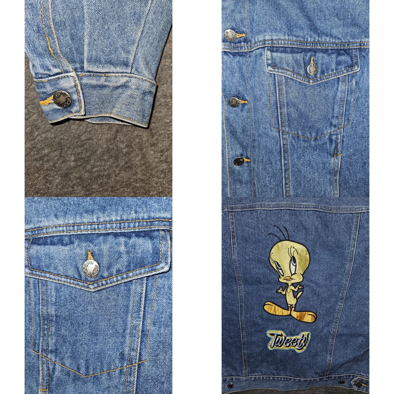 Vintage VINTAGE Looney Tunes Tweety Jacket Womens XL Blue Denim Embroidered Cartoon 90s Size XL / US 12-14 / IT 48-50 - 8 Thumbnail