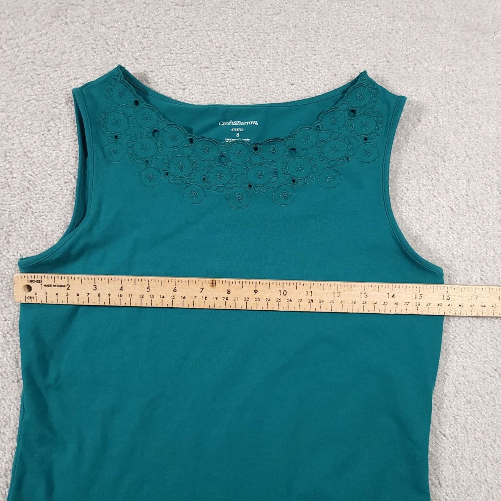Croft & Barrow Croft & Barrow Shirt Women's Small Green Eyelet Sleeveless Tank Top Boho Stretch Size S / US 4 / IT 40 - 5 Thumbnail