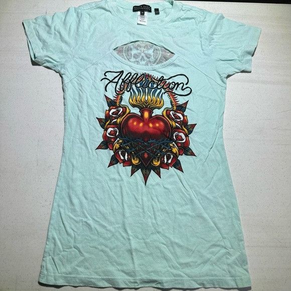 Affliction NEW AFFLICTION BLACK LABEL WOMEN’S TEAL T-SHIRT SZ MEDIUM M Size M / US 6-8 / IT 42-44 - 1 Thumbnail