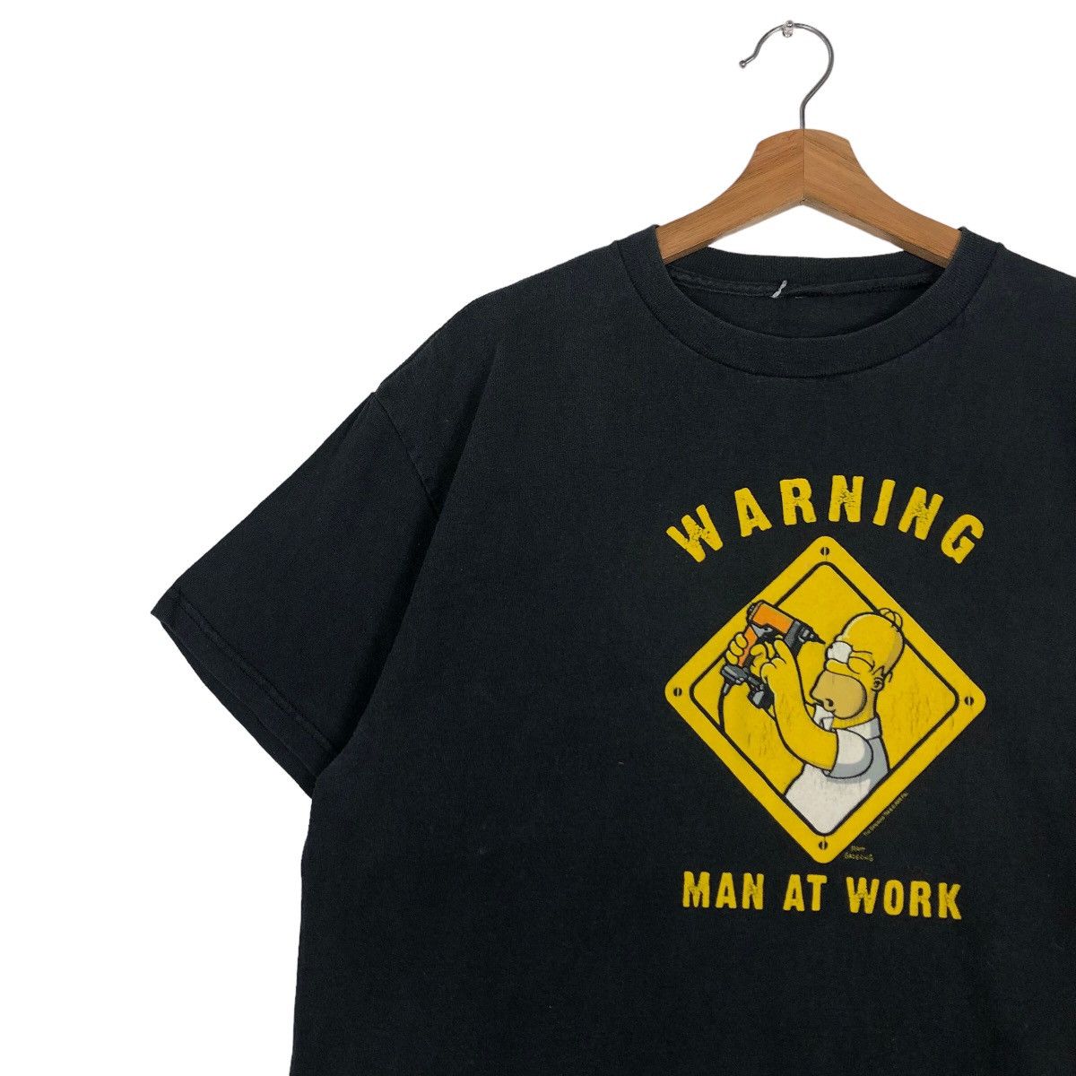 Cartoon Network 🔥Vintage The Simpson Warning Man At Work Big Logo Tee Size US M / EU 48-50 / 2 - 7 Thumbnail