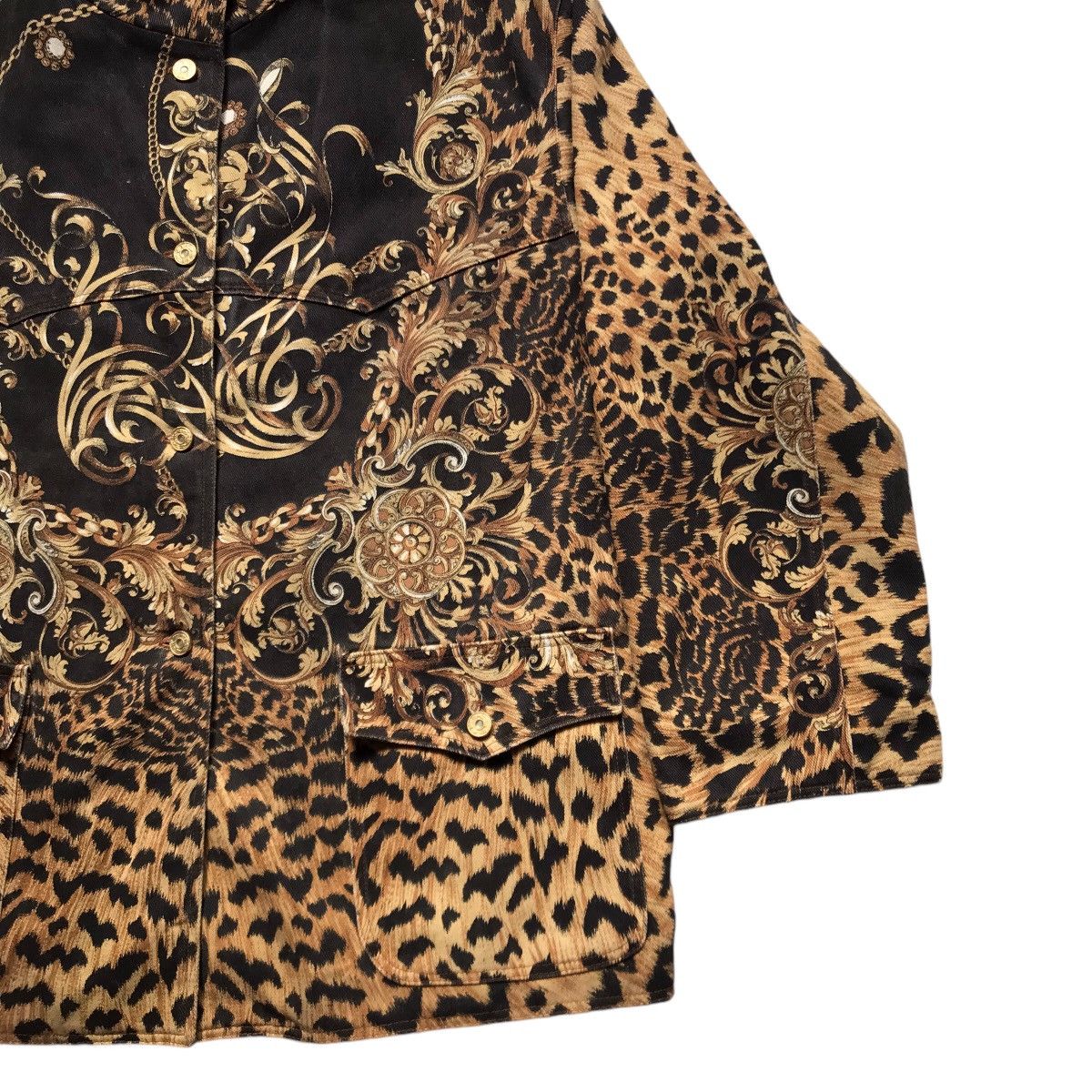 Infinite Archives RARE VINTAGE ROBERTO CAVALLI SILK GOLD OVERPRINT JACKET Size US L / EU 52-54 / 3 - 7 Thumbnail