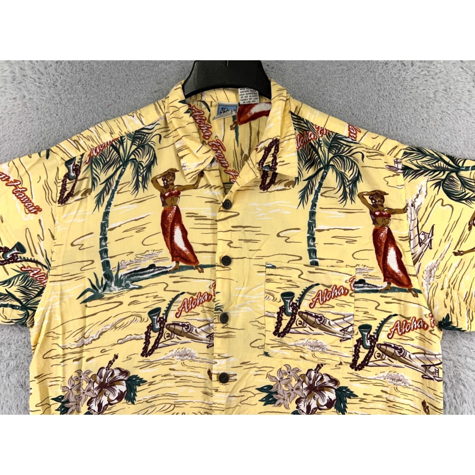 Gotcha Gotcha Sport Shirt Men XL Yellow Hawaiian Resort Luau Aloha Floral Short Sleeve Button-Up Size US XL / EU 56 / 4 - 4 Thumbnail