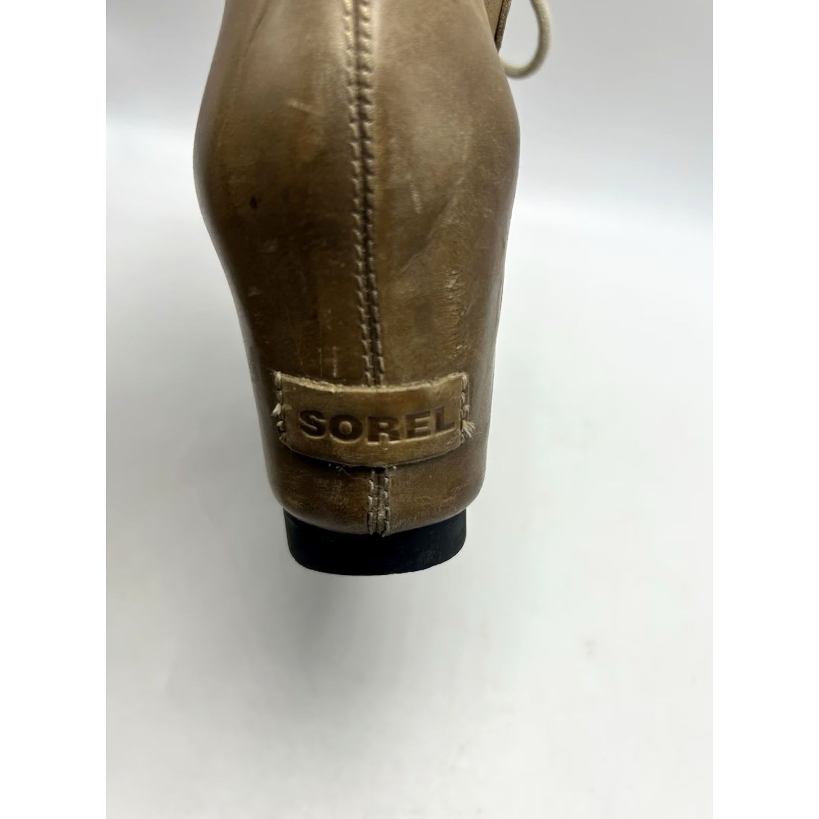 SOREL Sorel Joan of Arctic Boot Beige Leather Distressed Distressed Look Wedge Mid Heel Women’s Bootie 8 US Size US 8 / IT 38 - 6 Thumbnail