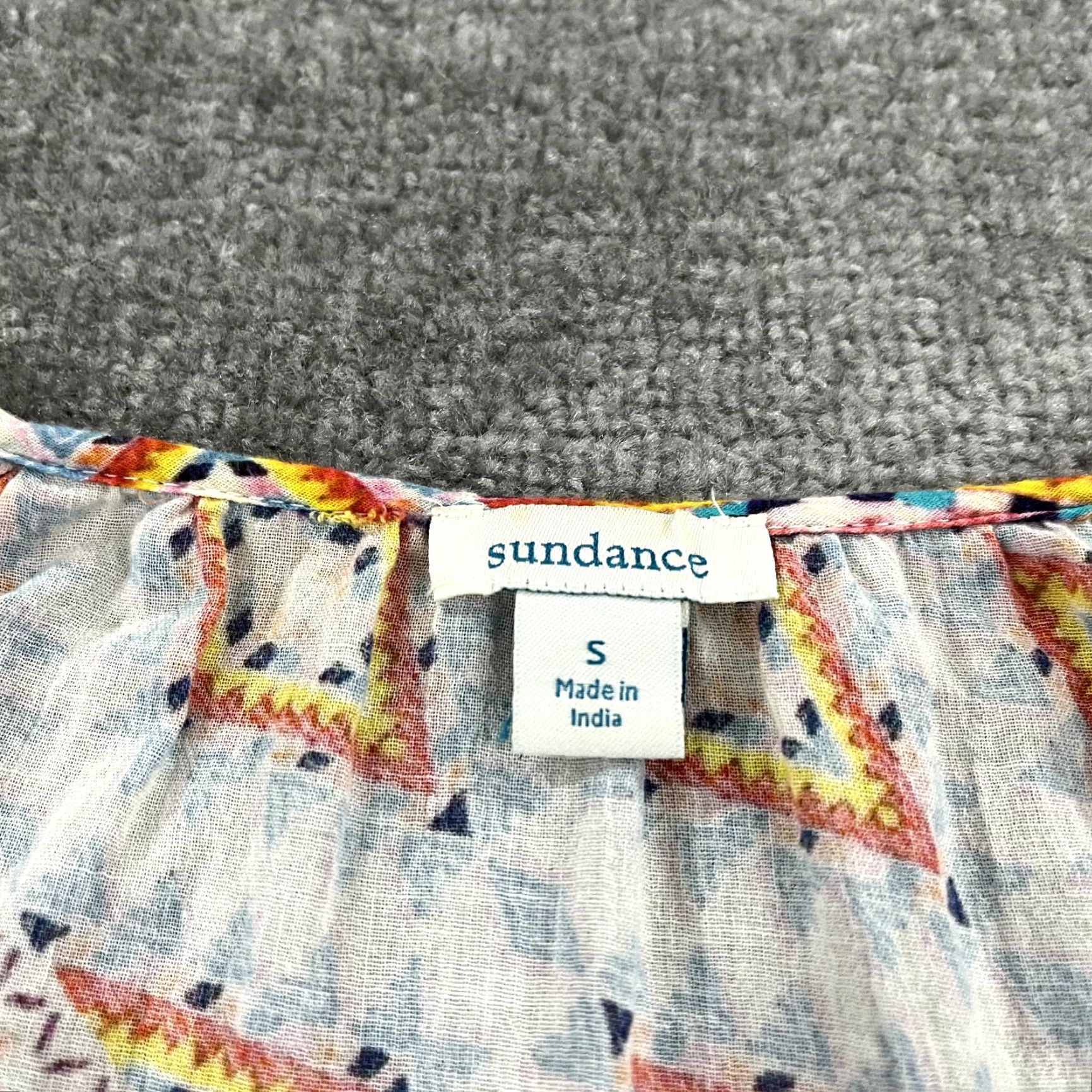 Vintage SUNDANCE Top Womens Small Geometric Floral Adisa Beach Coverup Tunic Shirt 3/4 Size S / US 4 / IT 40 - 2 Thumbnail