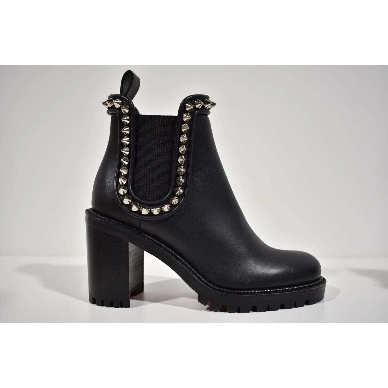 Christian Louboutin Christian Louboutin Capahutta 70 Black Leather Spike Ankle Size US 7 / IT 37 - 2 Thumbnail