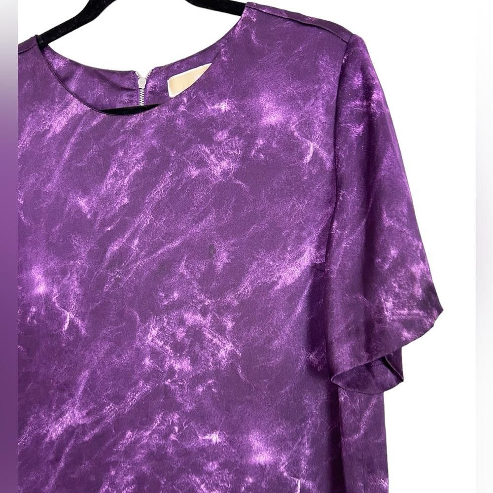 Michael Kors Michael Kors l Purple Marbled Satin Shirt Dress Size 10 Size L / US 10 / IT 46 - 3 Thumbnail