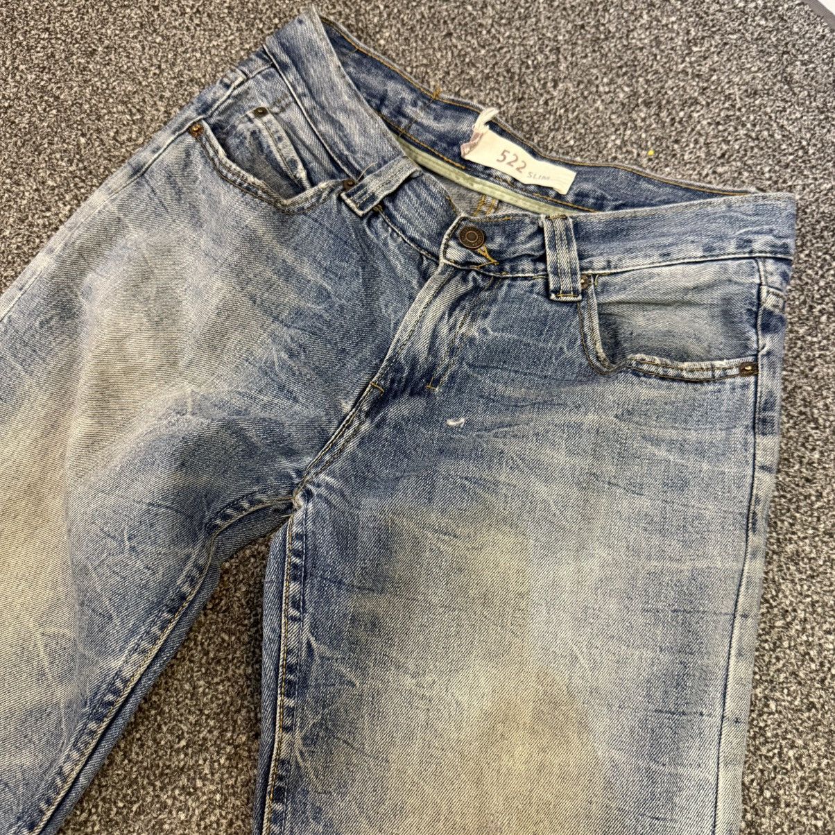 If Six Was Nine 🔥🇺🇸 Vintage Y2K Levis 522 Distressed Denim Size US 31 - 3 Thumbnail