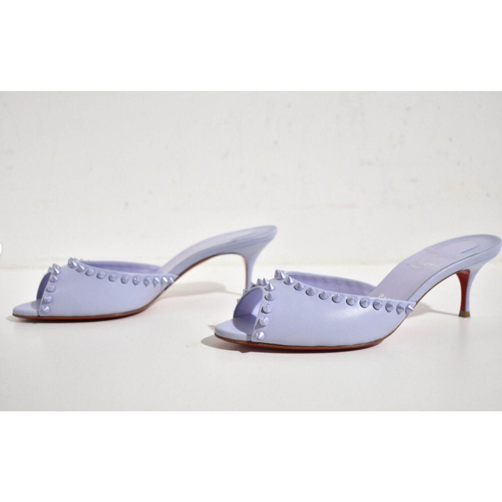 Christian Louboutin Me Dolly Spike 55 Skylight Purple Sandal Mule Heel Pump 38 Size US 8 / IT 38 - 7 Thumbnail