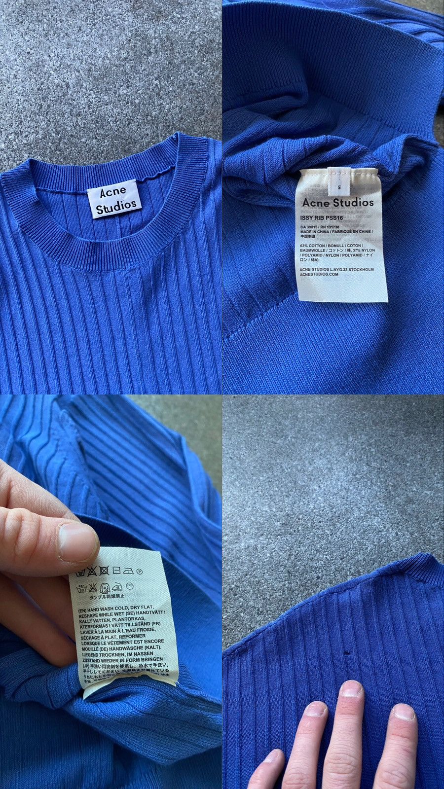 Acne Studios × Issey Miyake Acne Studios Issy Cotton Blue Cropped Ribbed Sweater Size S / US 4 / IT 40 - 6 Thumbnail