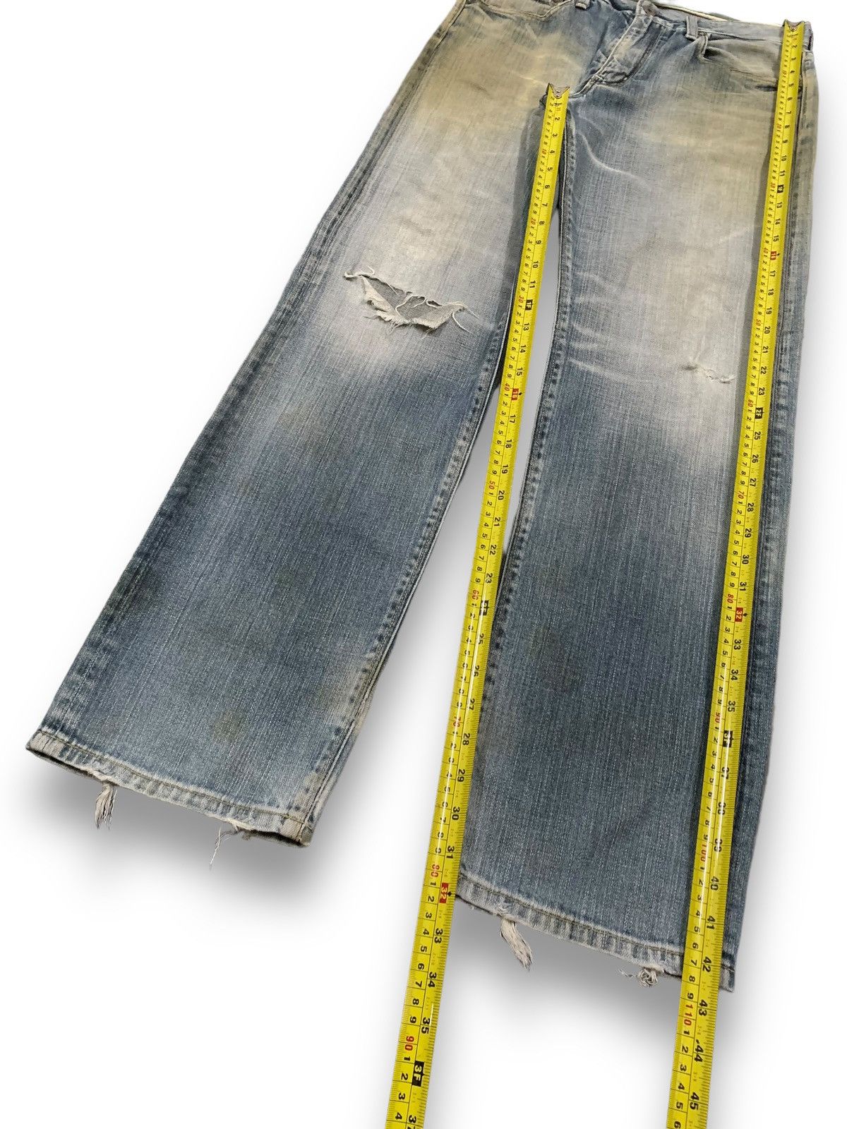 Japanese Brand × KMRii × Yasuyuki Ishii Vintage Japanese Brand Rusty Blue Washed Distressed Jeans Size US 30 / EU 46 - 14 Thumbnail