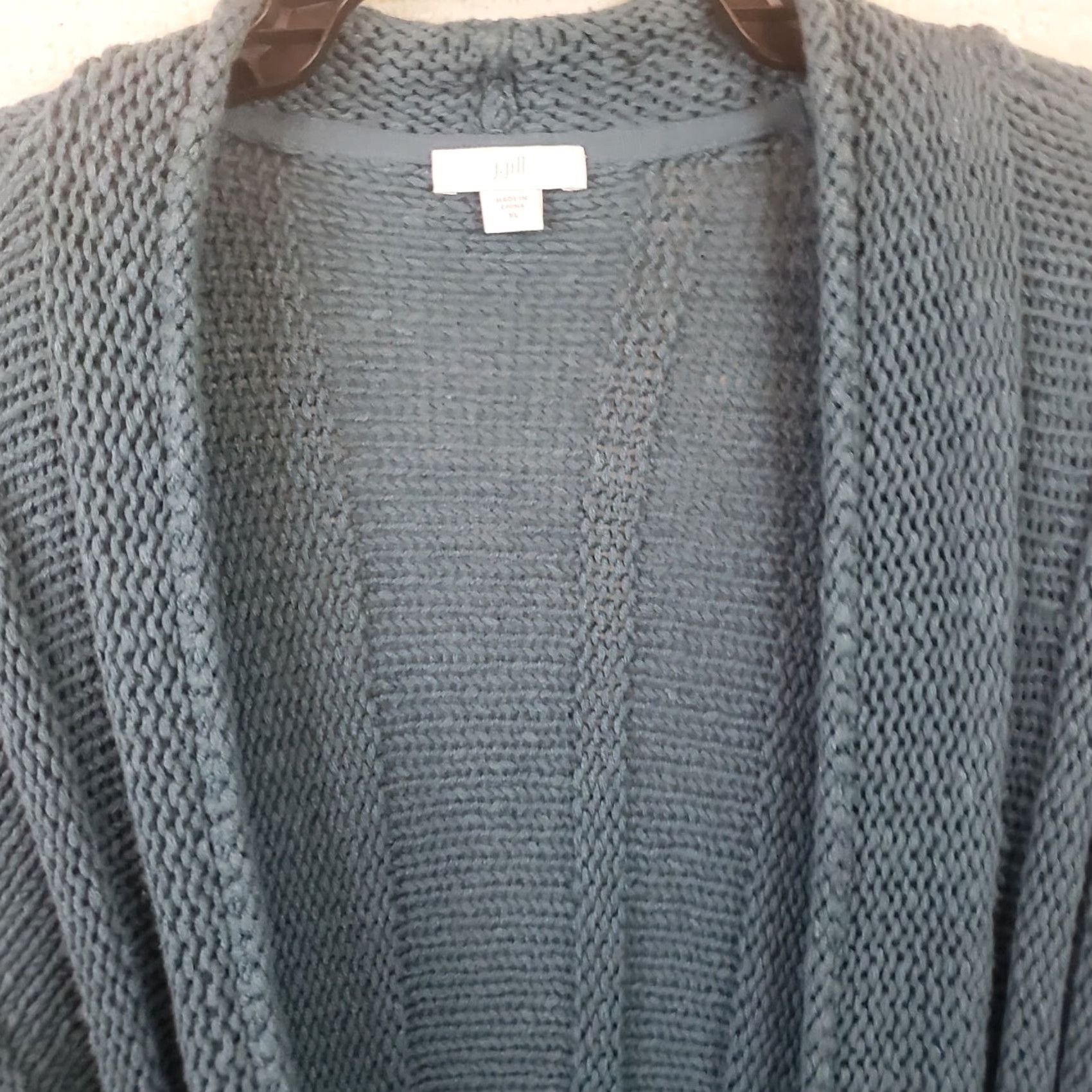 J. Jill J. Jill Cardigan Sweat er Open Front No Buttons XL Women Green Casual Business Party/Cocktail Knit Chunky-W vs? Size XL / US 12-14 / IT 48-50 - 4 Thumbnail