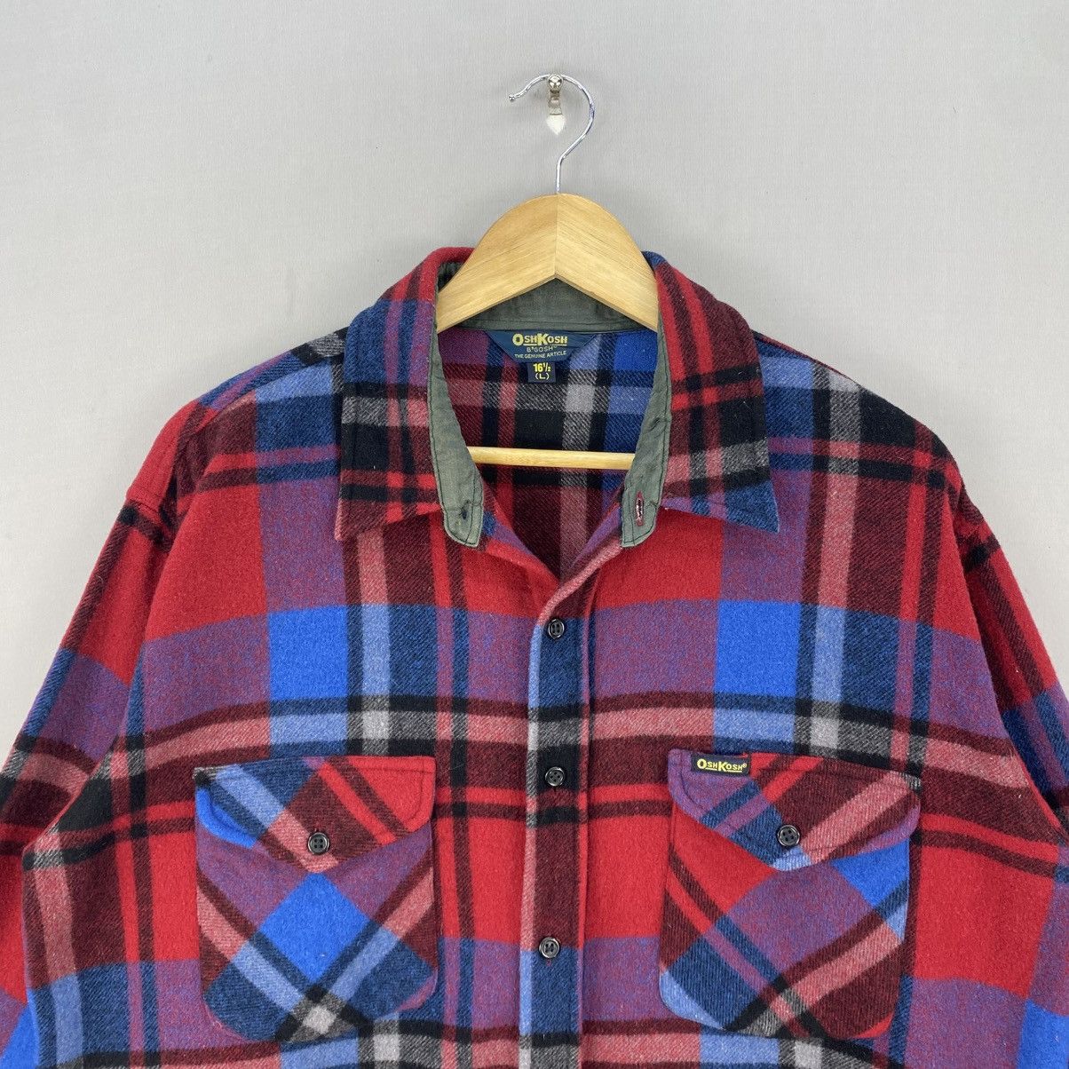 Flannel Vintage Oshkosh Chekered Button Up Wool Jacket Size US L / EU 52-54 / 3 - 7 Thumbnail