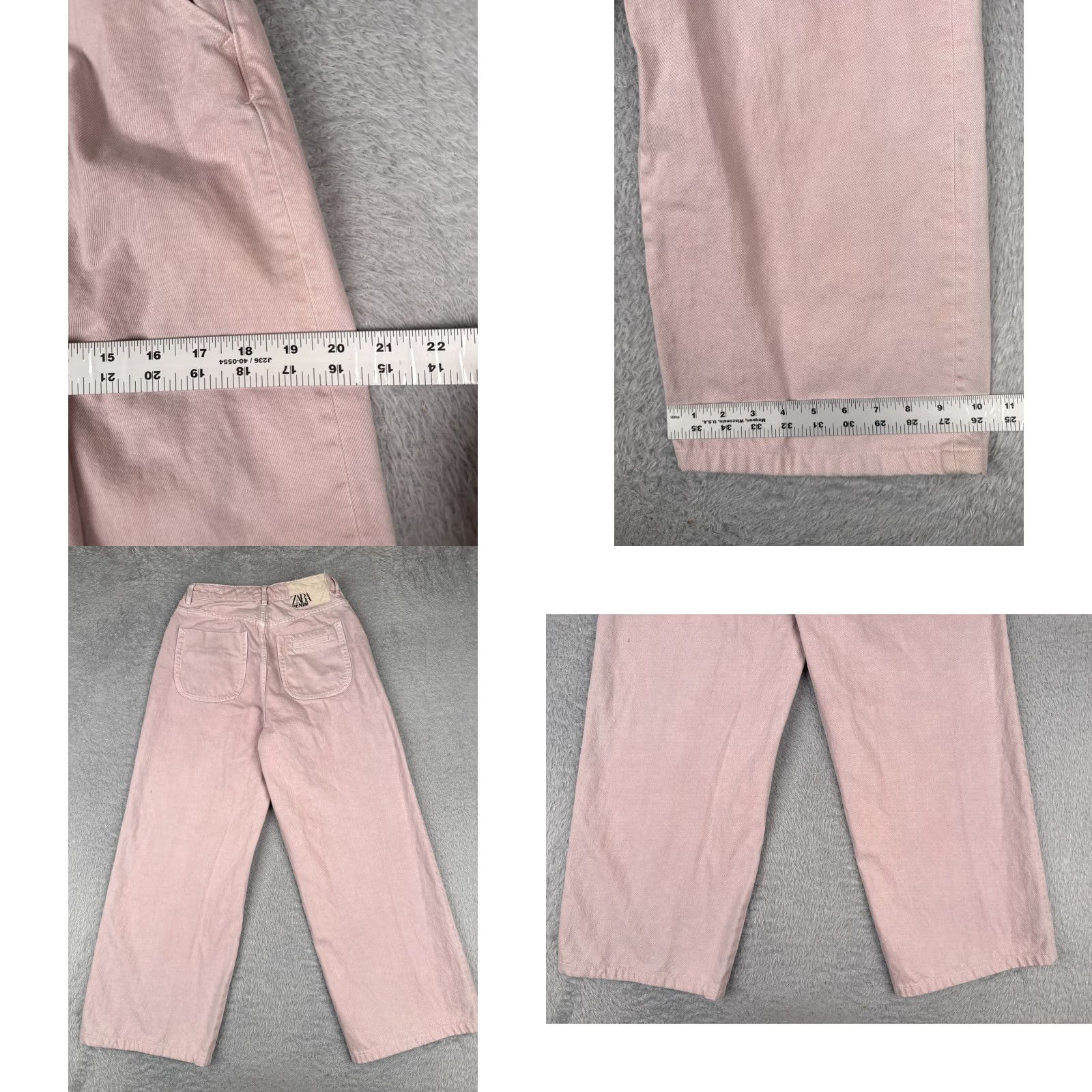 Zara Zara Jeans Womens Pink Denim Wide Leg High Rise Cotton Zip Fly 26x26 4 Size 27" / US 4 / IT 40 - 9 Thumbnail
