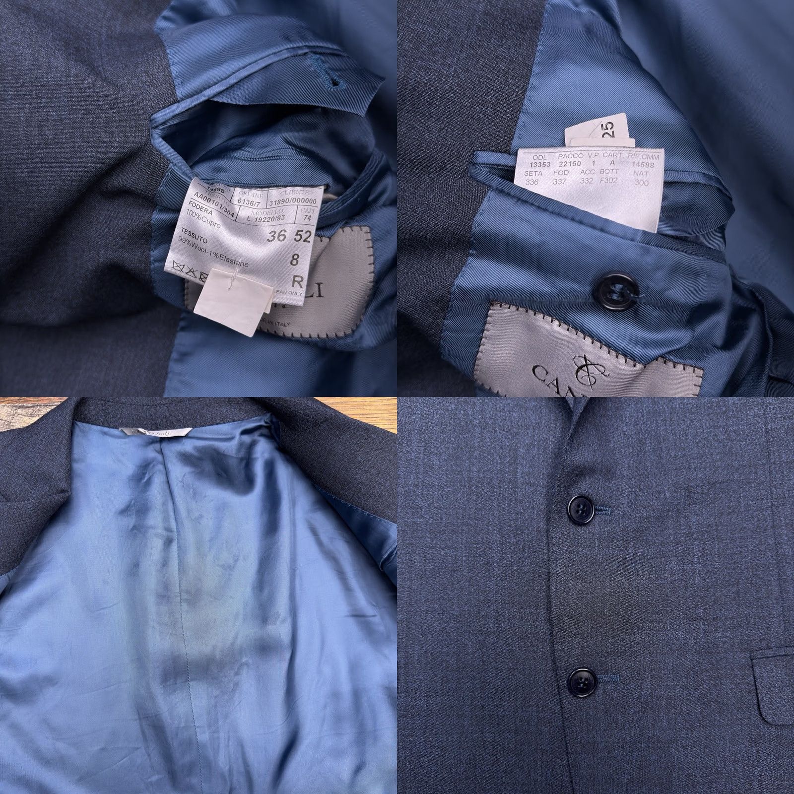 Canali Canali Suit Jacket Blazer Navy Wool Stretch 42R 52 Italy Size 42R - 8 Thumbnail