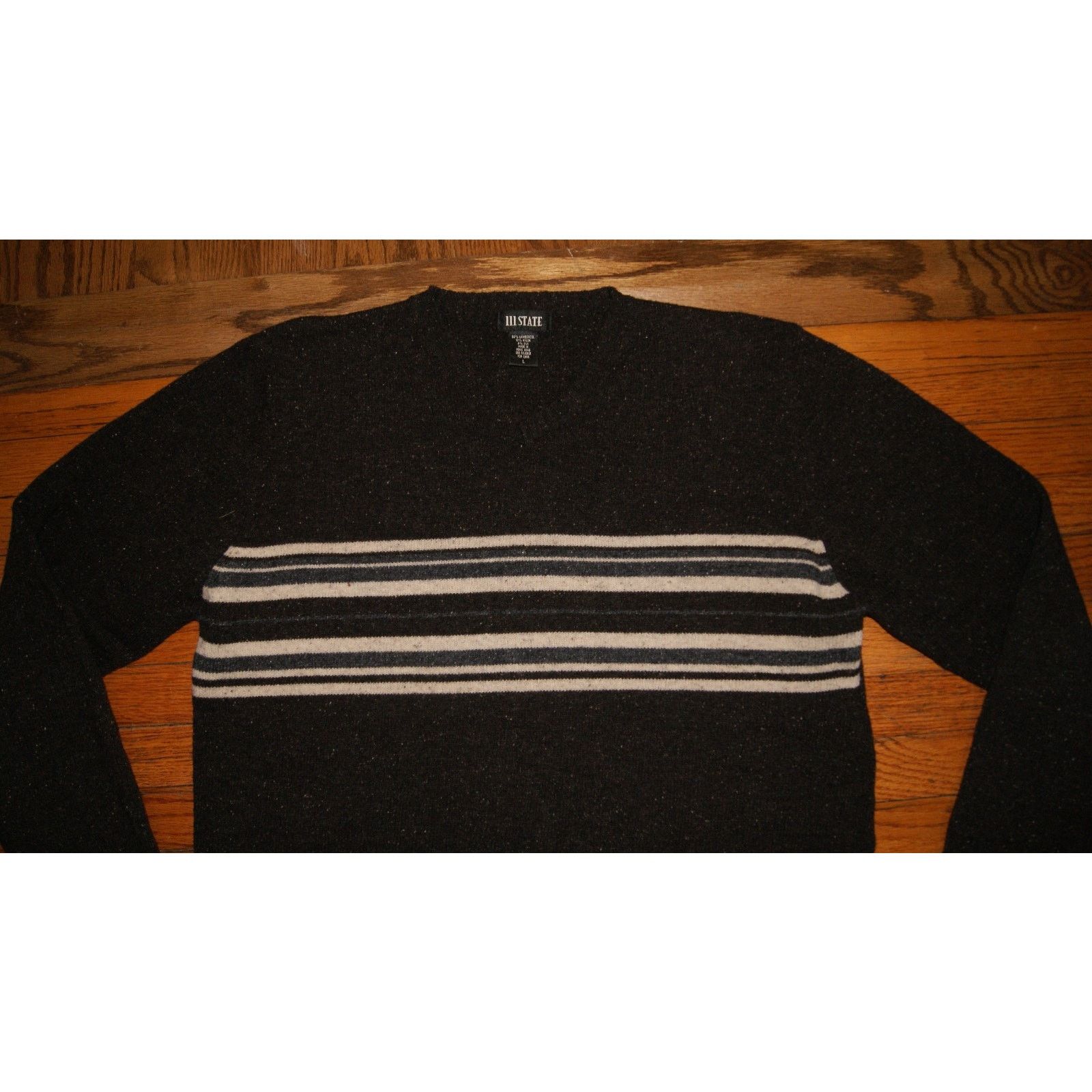 Vintage VTG 111 State Mens Large Brown Vneck Sweater Wool Blend Size US L / EU 52-54 / 3 - 2 Thumbnail