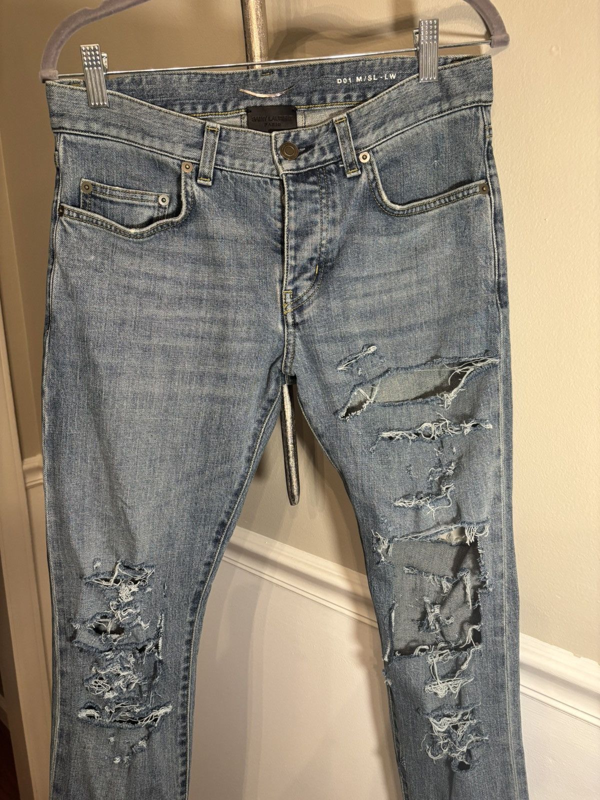 Saint Laurent Paris Title: Saint Laurent Paris 2014 D01 M/SL-LW Destroyed Jeans Size US 28 / EU 44 - 10 Thumbnail