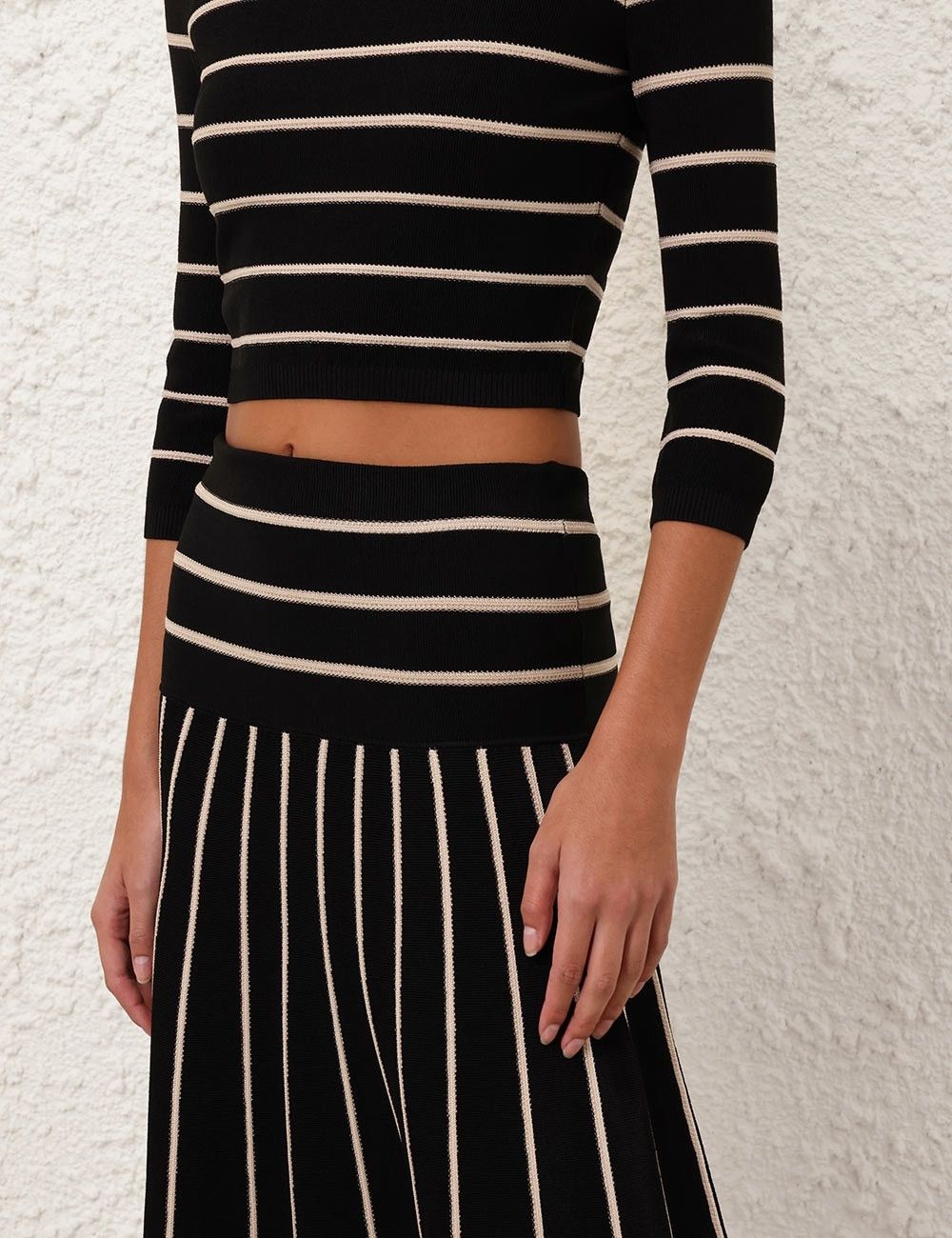Zimmermann oc11z1025 Crush Stripe Cropped Top in White/Black Size XS / US 0-2 / IT 36-38 - 5 Thumbnail