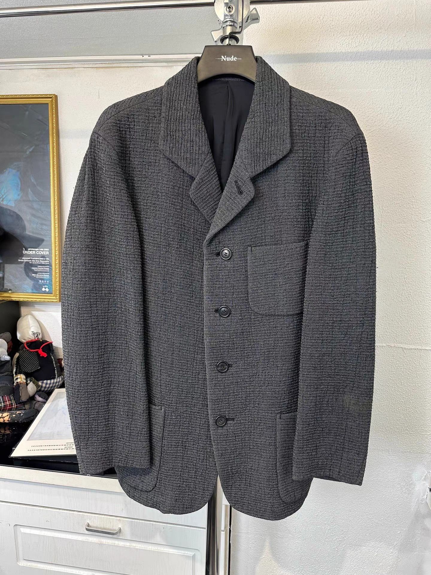 Issey Miyake Gray Textured Button-Front Jacket - Size M Size US M / EU 48-50 / 2 - 1 Thumbnail
