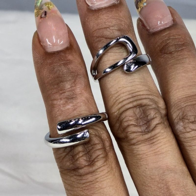 Other 2Pack Silver Tone Statement Adjustable Fashion Ring Set Size ONE SIZE - 2 Thumbnail