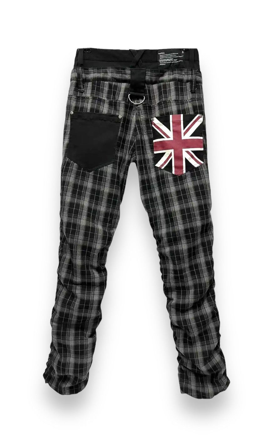 Japanese Brand 🔥RAGOUT Union Jack Punk Tartan Double Waist Rayon Blends Size US 29 - 3 Thumbnail