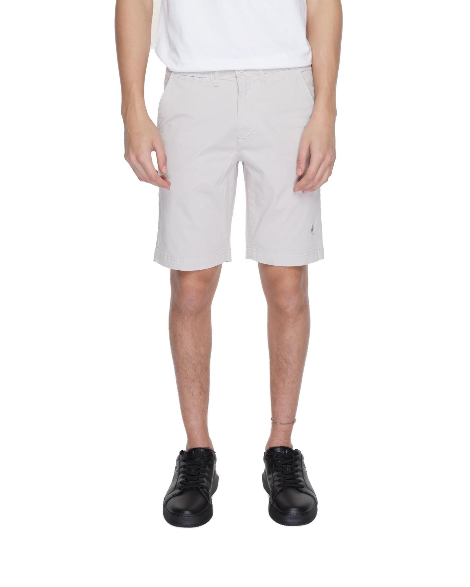 image of U S Polo Assn Cotton Blend Zip And Button Fastening Shorts With Front And Back Pockets in Grey (Siz