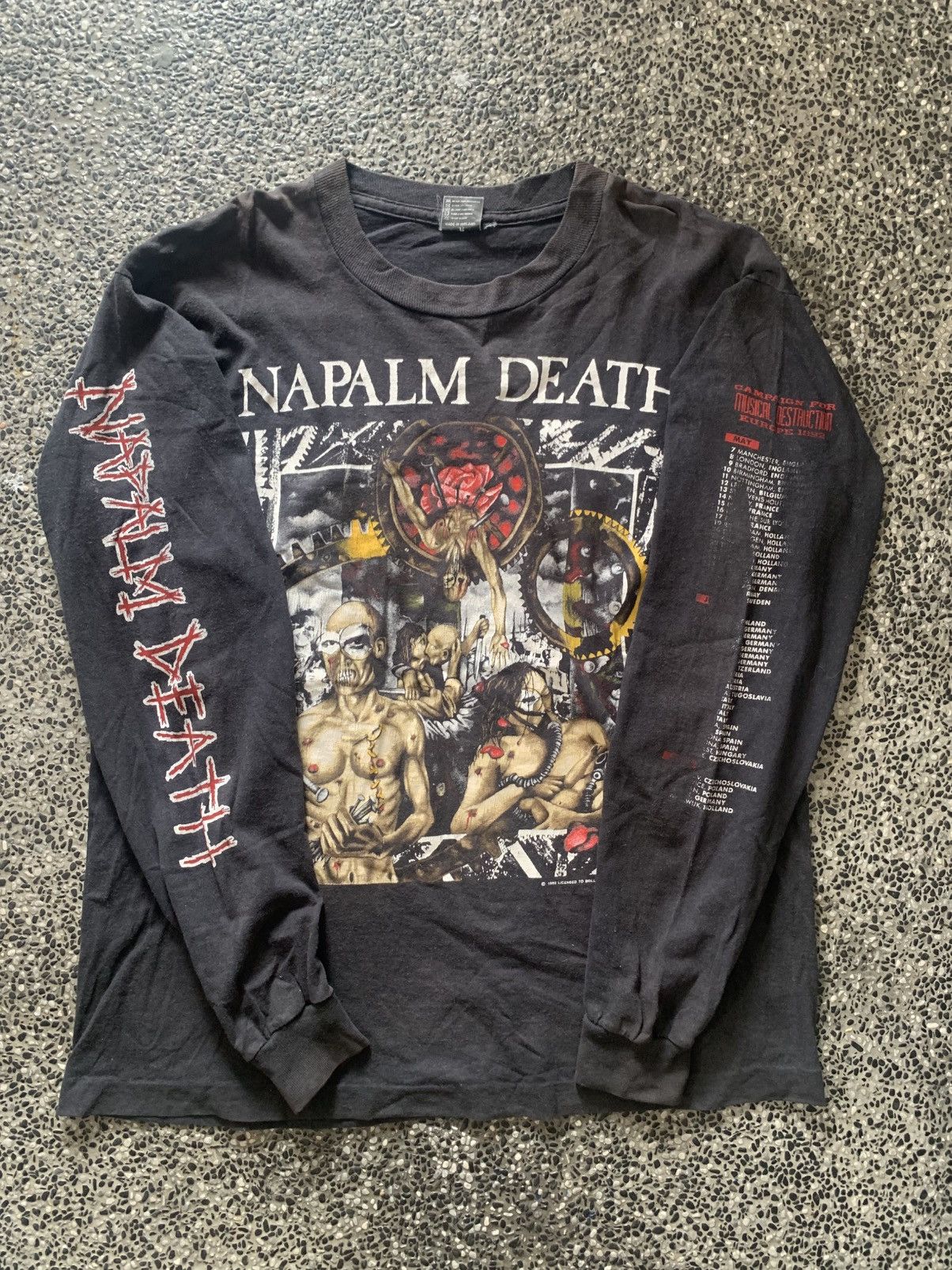 Band Tees Vintage 90s Napalm Death English Grindcore Band Tour T shirt Size US XL / EU 56 / 4 - 11 Thumbnail