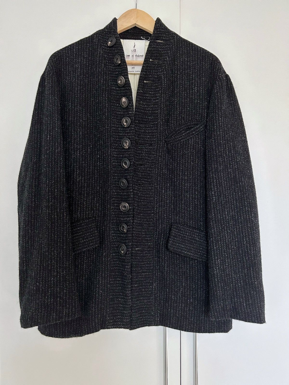 image of John Alexander Skelton Standing Collar Wool Jacket in Striped, Men's (Size Medium)
