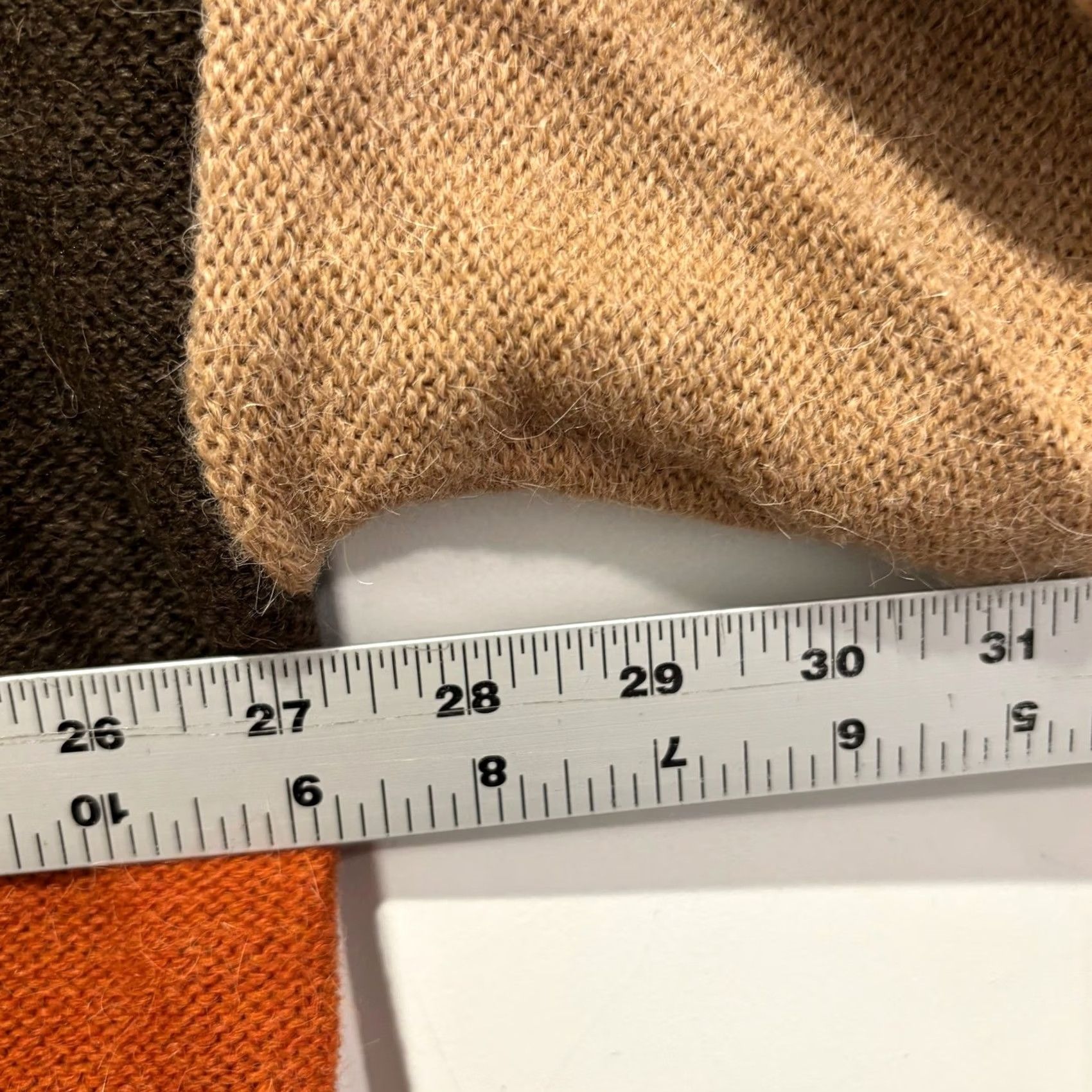 Vintage Moda International Alpaca Wool Striped Turtleneck Sweater Brown Orange Large Size L / US 10 / IT 46 - 4 Thumbnail