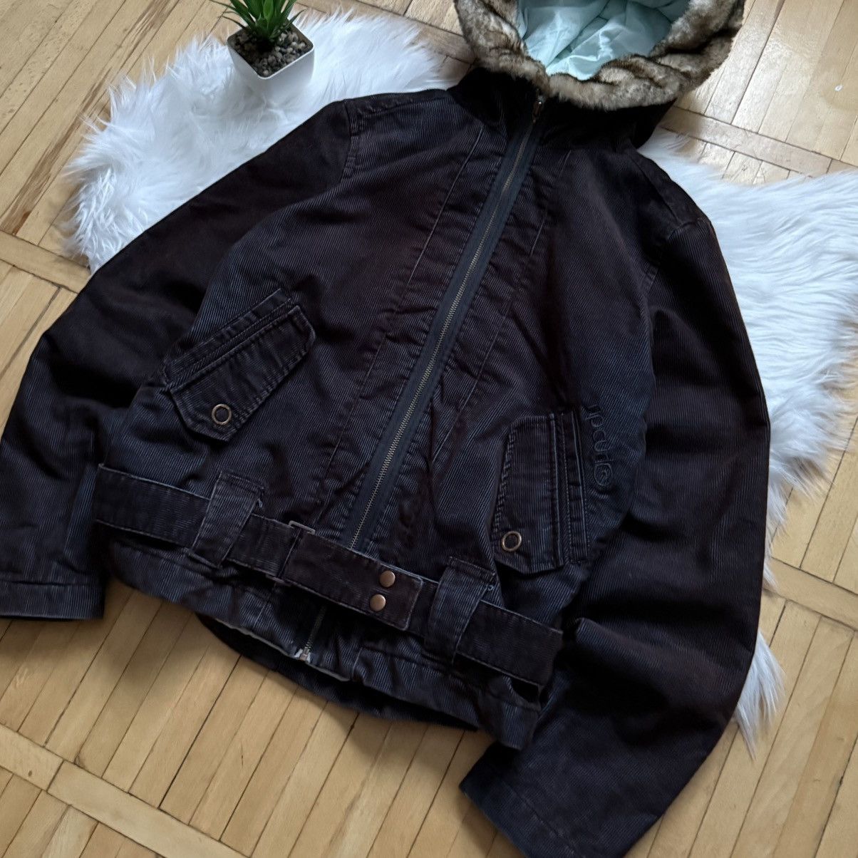 If Six Was Nine 📌 Vintage Rip Curl Avant Garde Y2K Bomber Jacket Fur Hood Size M / US 6-8 / IT 42-44 - 2 Thumbnail