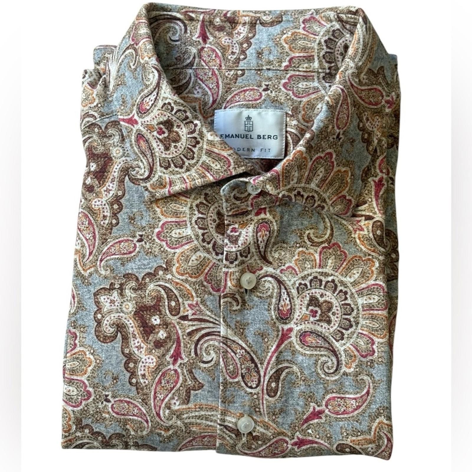 Other Emanuel Berg Luxury Modern Fit Jersey Knit Paisley Shirt Size US L / EU 52-54 / 3 - 12 Thumbnail
