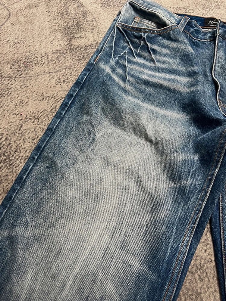 Jean × Vintage Lightning Pattern Flared Blue Jeans Size US 32 / EU 48 - 4 Thumbnail
