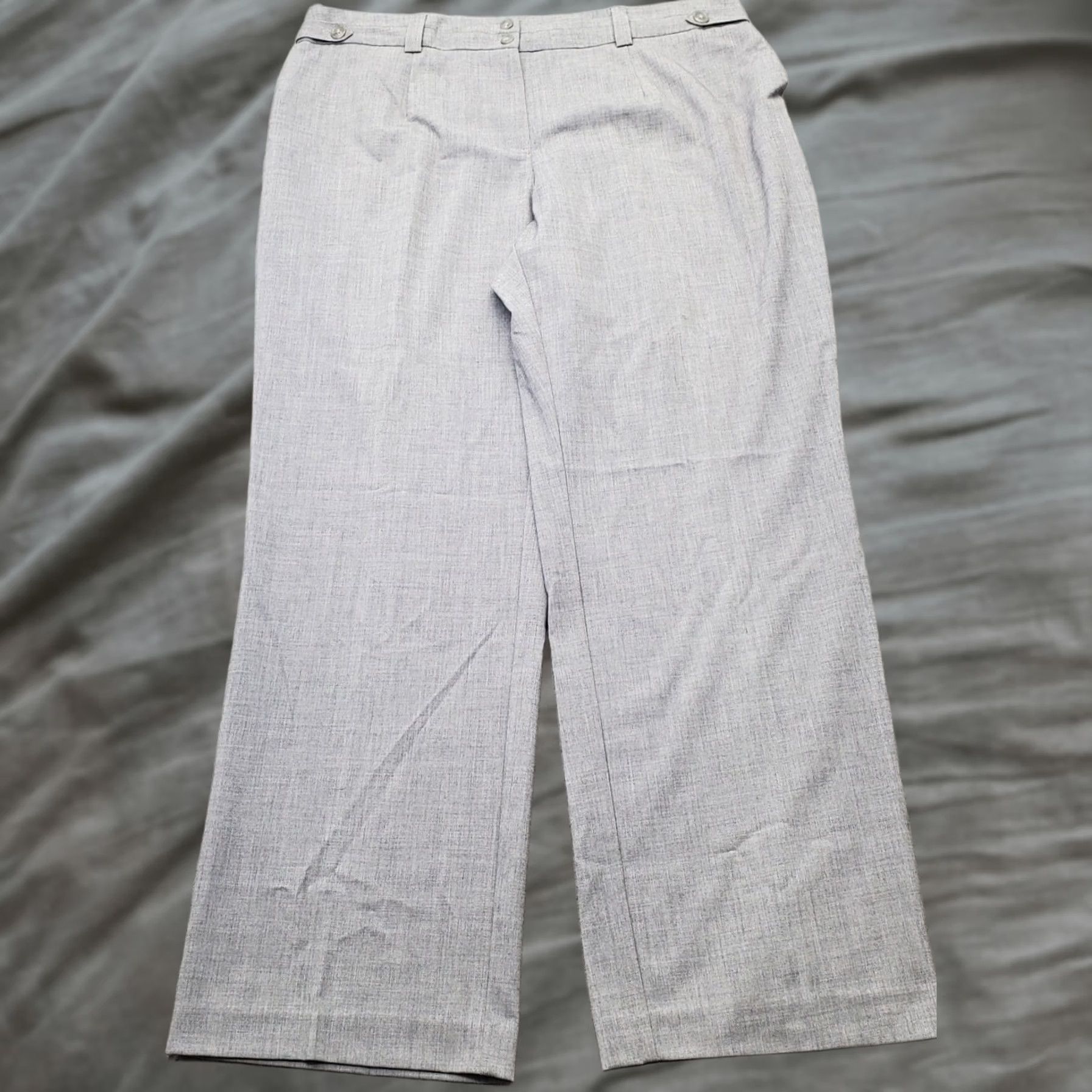 Vintage Lane Bryant Pants Womens 20 Gray Stretch Flat Front Adjustable Waist Wide Leg Size 42" / US 20 - 1 Thumbnail