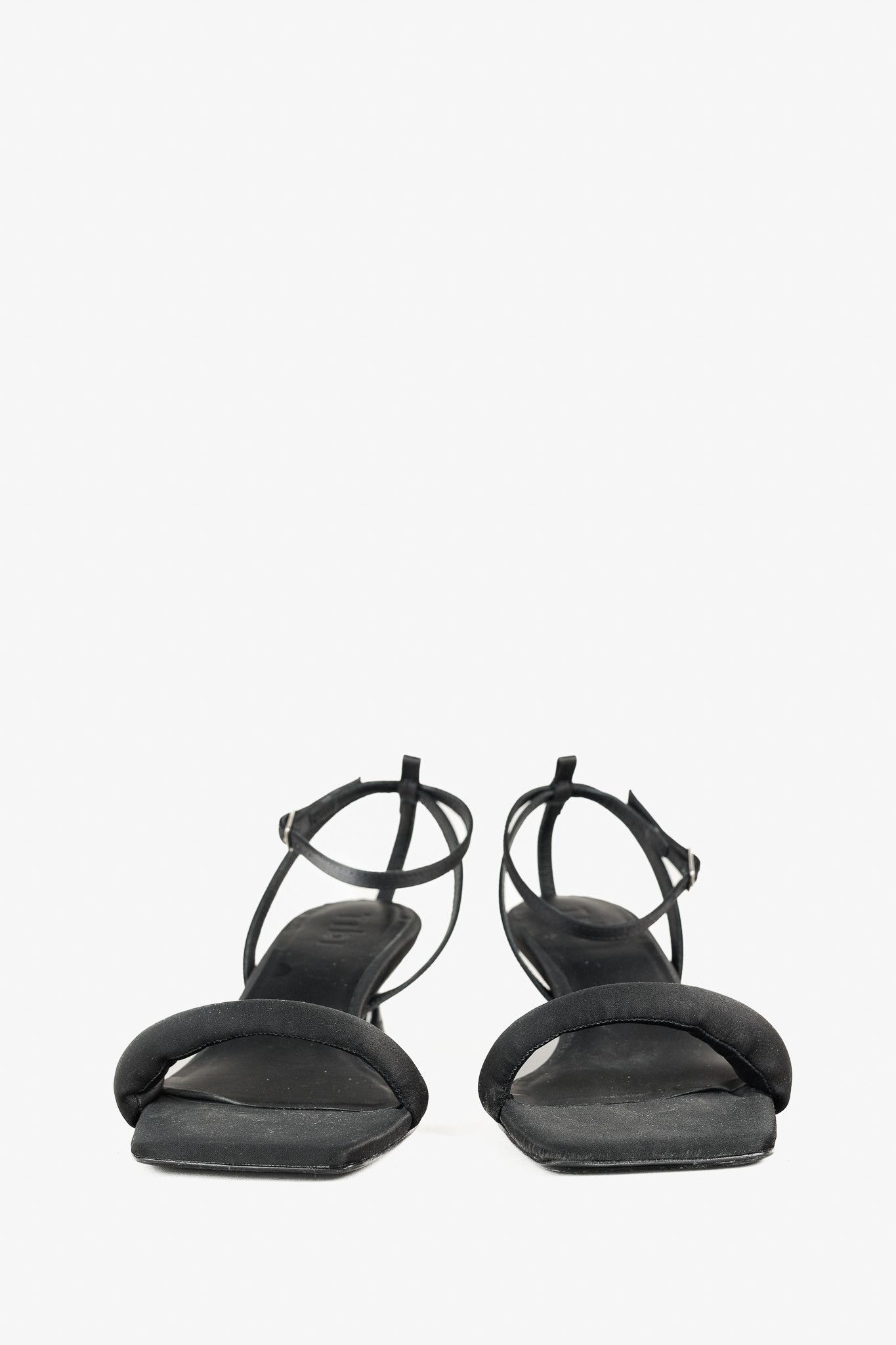 Tibi Tibi Satin Cameron Black Padded Buckled Sandals Size US 8 / IT 38 - 2 Thumbnail