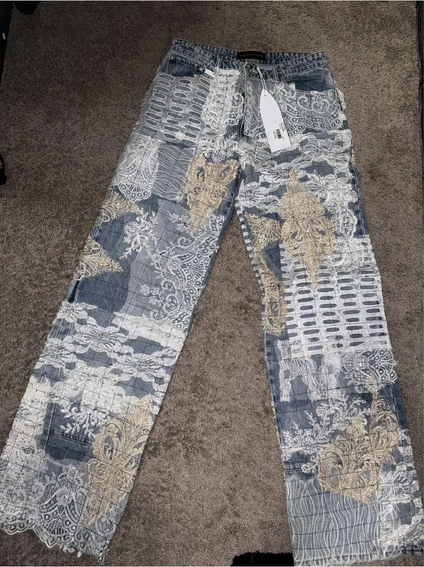 Who Decides War Who Decides War Sky Grid Lace Denim Size US 32 / EU 48 - 1 Thumbnail