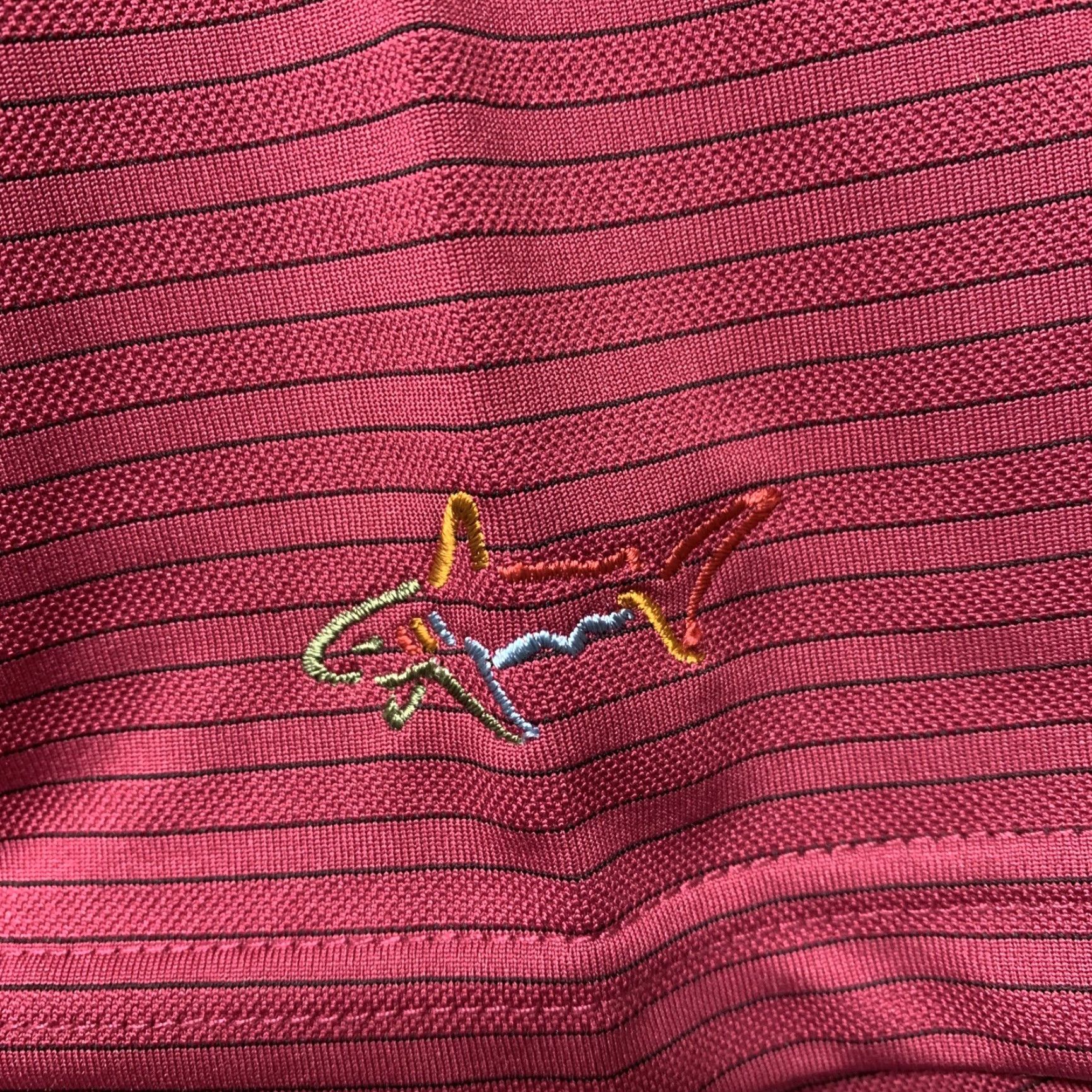 Vintage Greg Norman Polo Shirt Mens Large Burgundy Striped Playdry Jersey LG Size US L / EU 52-54 / 3 - 7 Thumbnail