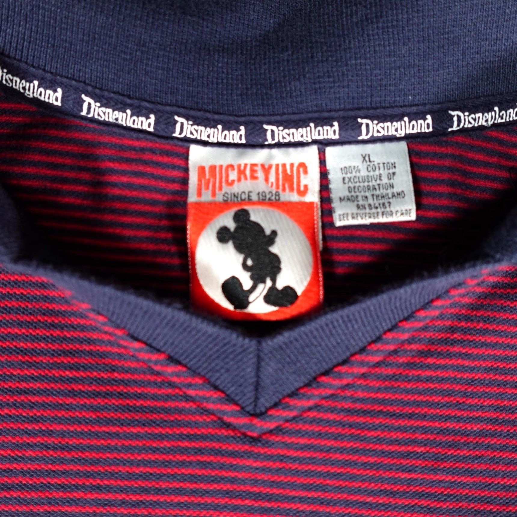Disney VINTAGE Disney Mickey Jeans Polo Shirt Mens XL Striped Red 90s Logo Embroidered Short Sleeve Classic Fit Size US XL / EU 56 / 4 - 3 Thumbnail