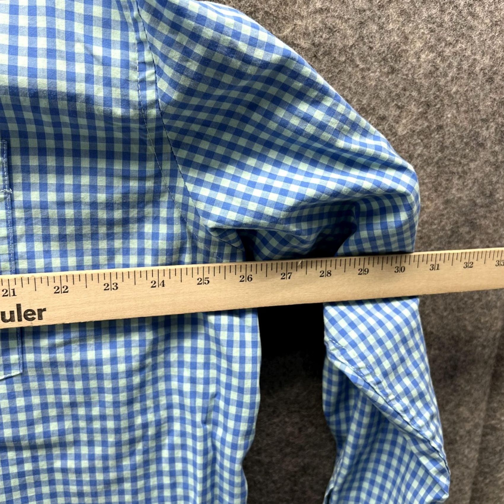 Izod VINTAGE IZOD Shirt Men XXL Blue Button-Down Dress Gingham Premium Essentials Check Shirt Size 48R - 4 Thumbnail
