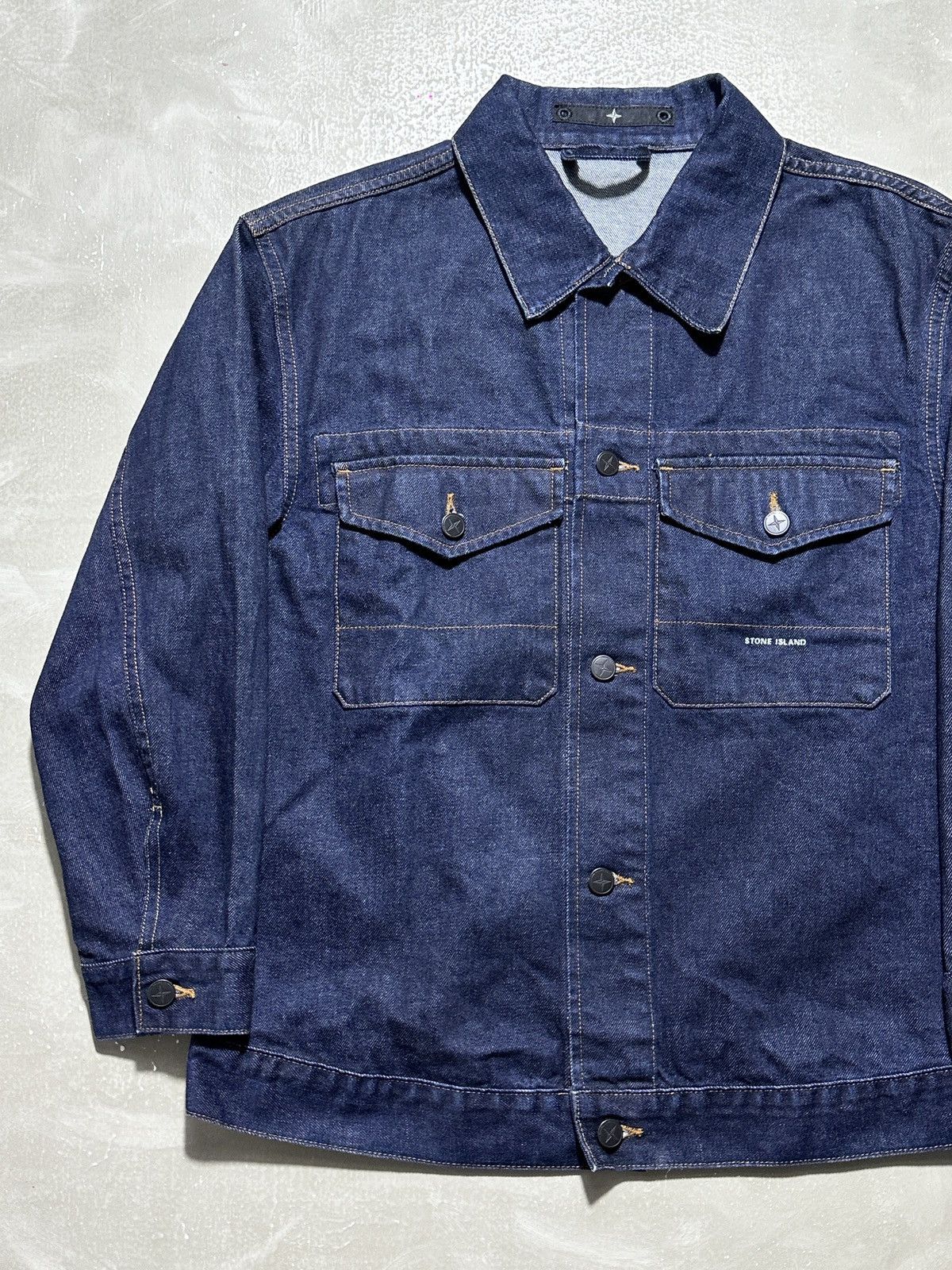 Stone Island Vintage Stone Island Denims Navy 00s Denim Tracker Jacket Size US XL / EU 56 / 4 - 4 Thumbnail