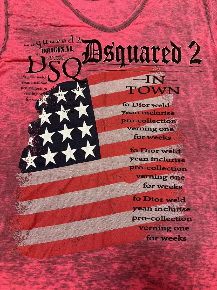 Dsquared2 Dsquared2 Pink Electric USA Flag T-Shirt Size US L / EU 52-54 / 3 - 9 Thumbnail