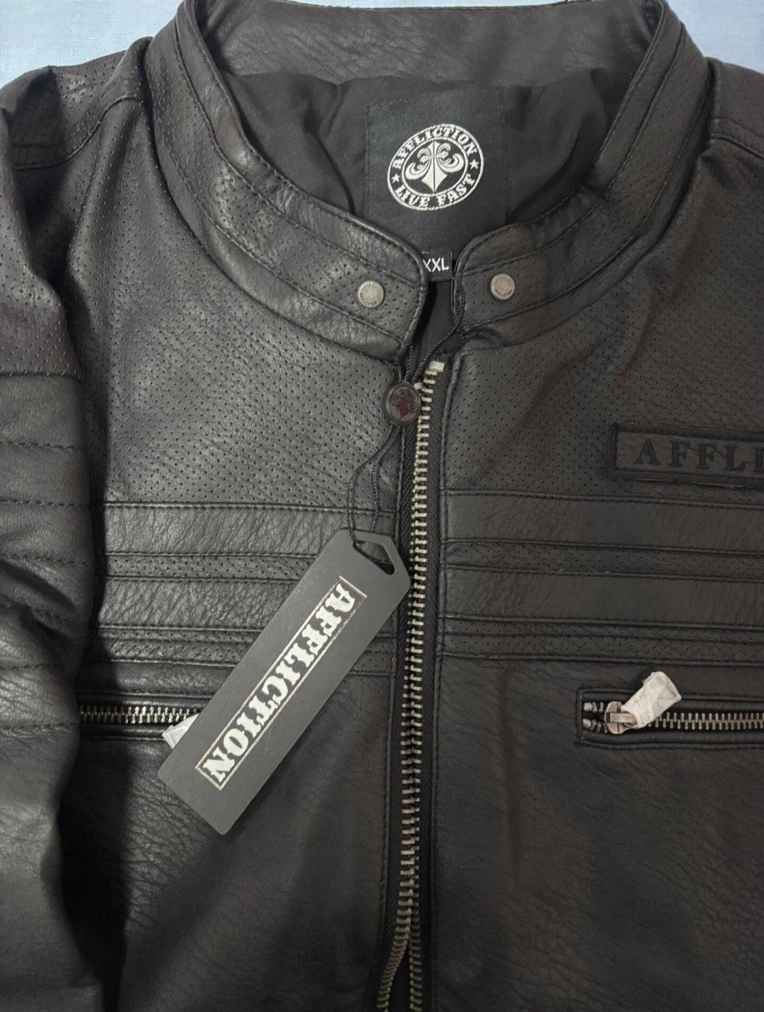 Affliction affliction grunge skull leather jacket Size US XXL / EU 58 / 5 - 3 Thumbnail