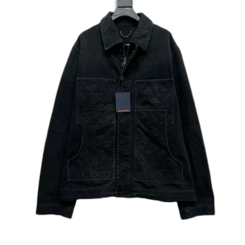 Louis Vuitton Louis Vuitton Black Denim Jacket with LV Print - dmc Size M / US 6-8 / IT 42-44 - 1 Thumbnail