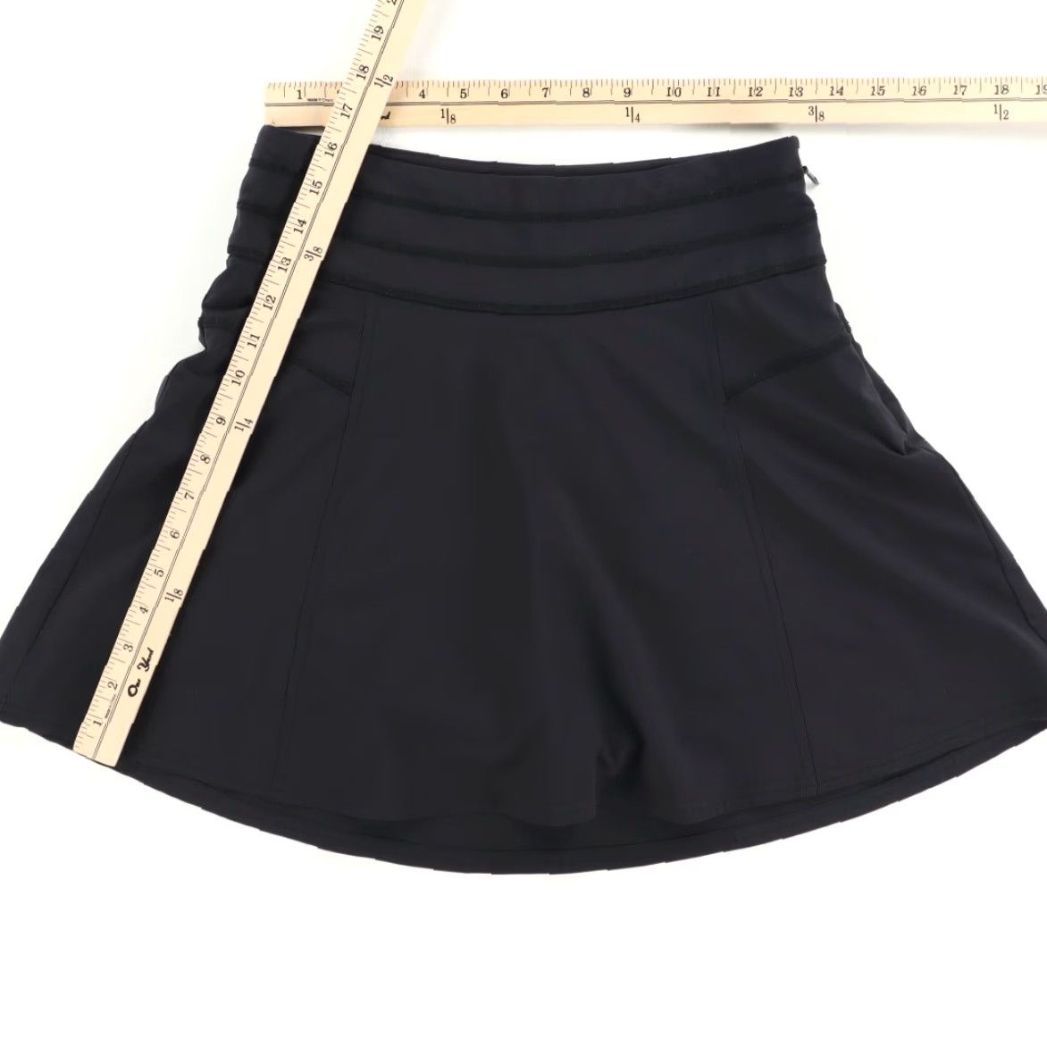 Athleta Athleta Skort Black Women's 0 All Day High Stretch Polyester Woven Relaxed Inseam 16in Zip Front Casual Activewear Size 25" / US 0 / IT 36 - 3 Thumbnail
