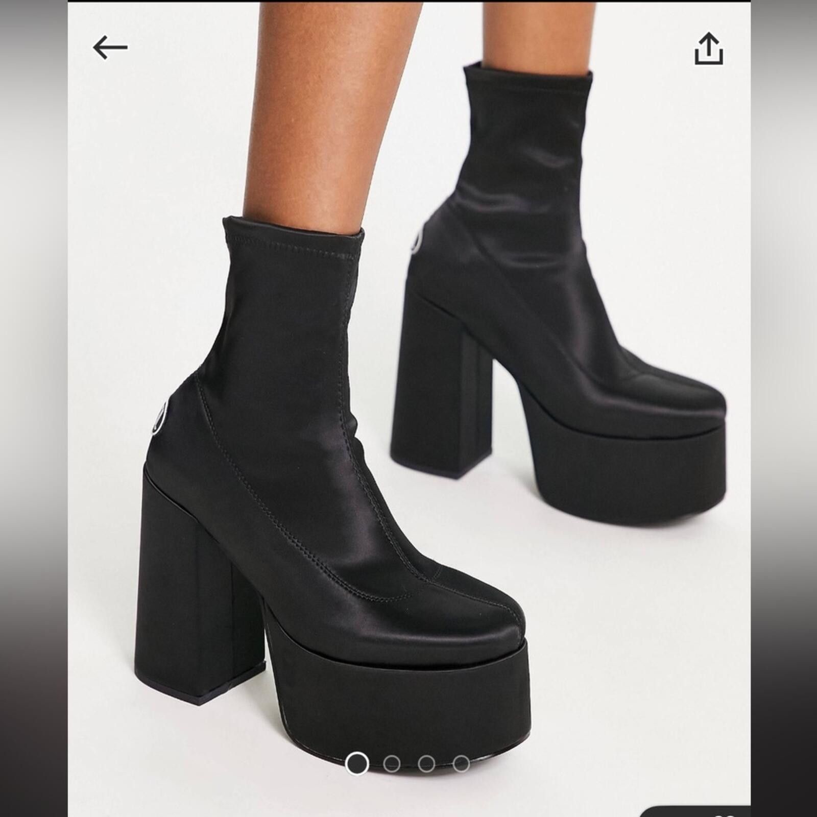 Other NOKWOL / Ellie platform ankle boots in satin / black Size US 7 / IT 37 - 4 Thumbnail