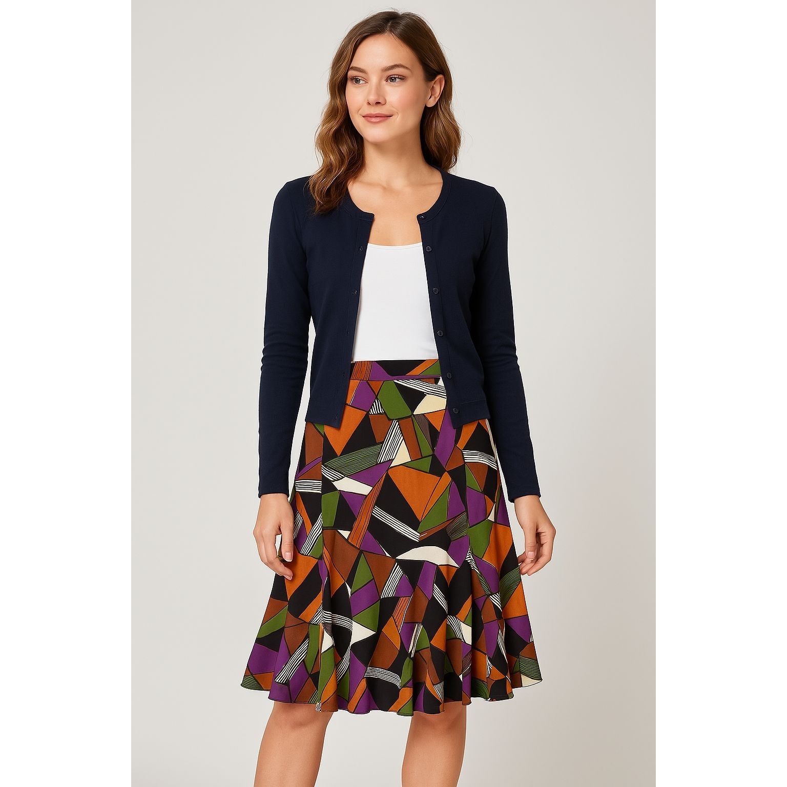 Other Briggs New York Vintage Inspired Geometric Flare Skirt Abstr Size 34" / US 12 / IT 48 - 4 Thumbnail