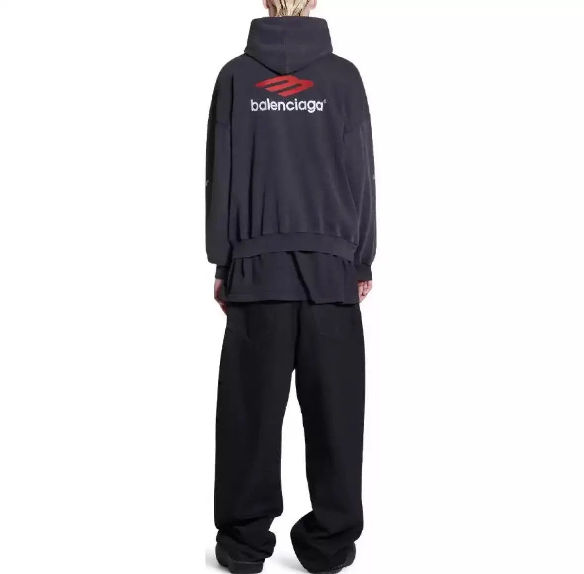 Balenciaga o1srvl11e0425 3B Sports Icon Hoodie Oversized in Black Size US L / EU 52-54 / 3 - 7 Thumbnail