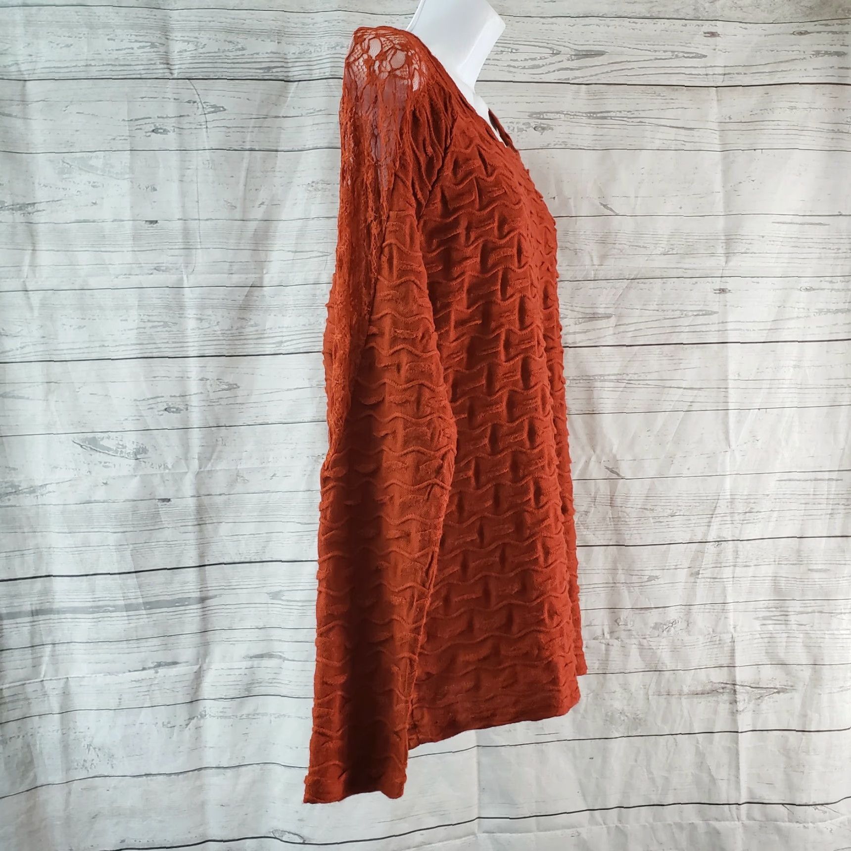 Vintage a'reve Womens Sweater L Orange Long Sleeve Lace Detail Pullover Knit Modern Regular Size Size L / US 10 / IT 46 - 3 Thumbnail