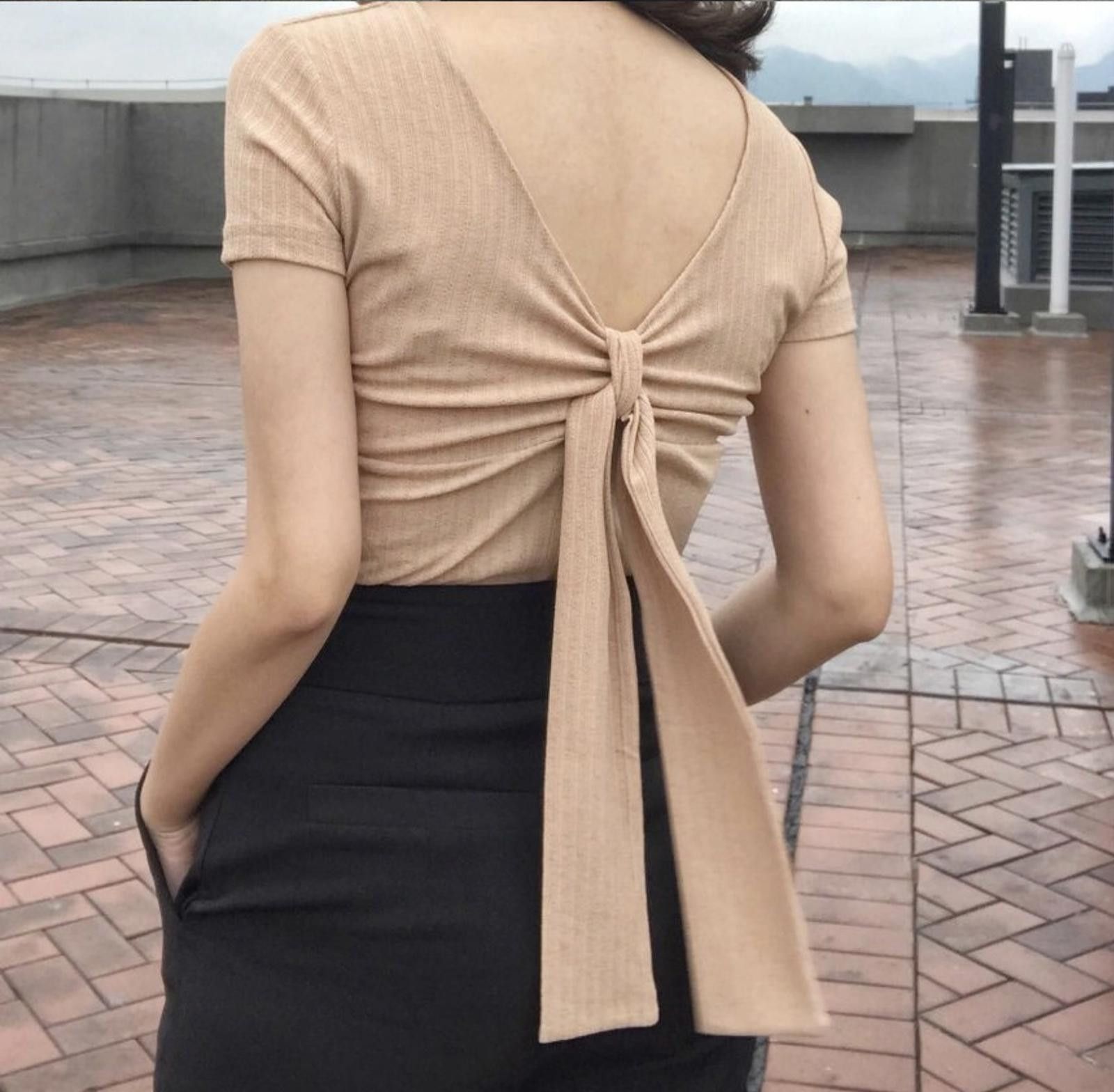 Other HAPPO Knit Top w/ Back Tie in Black (X-SMALL/SMALL) Size XS / US 0-2 / IT 36-38 - 6 Thumbnail