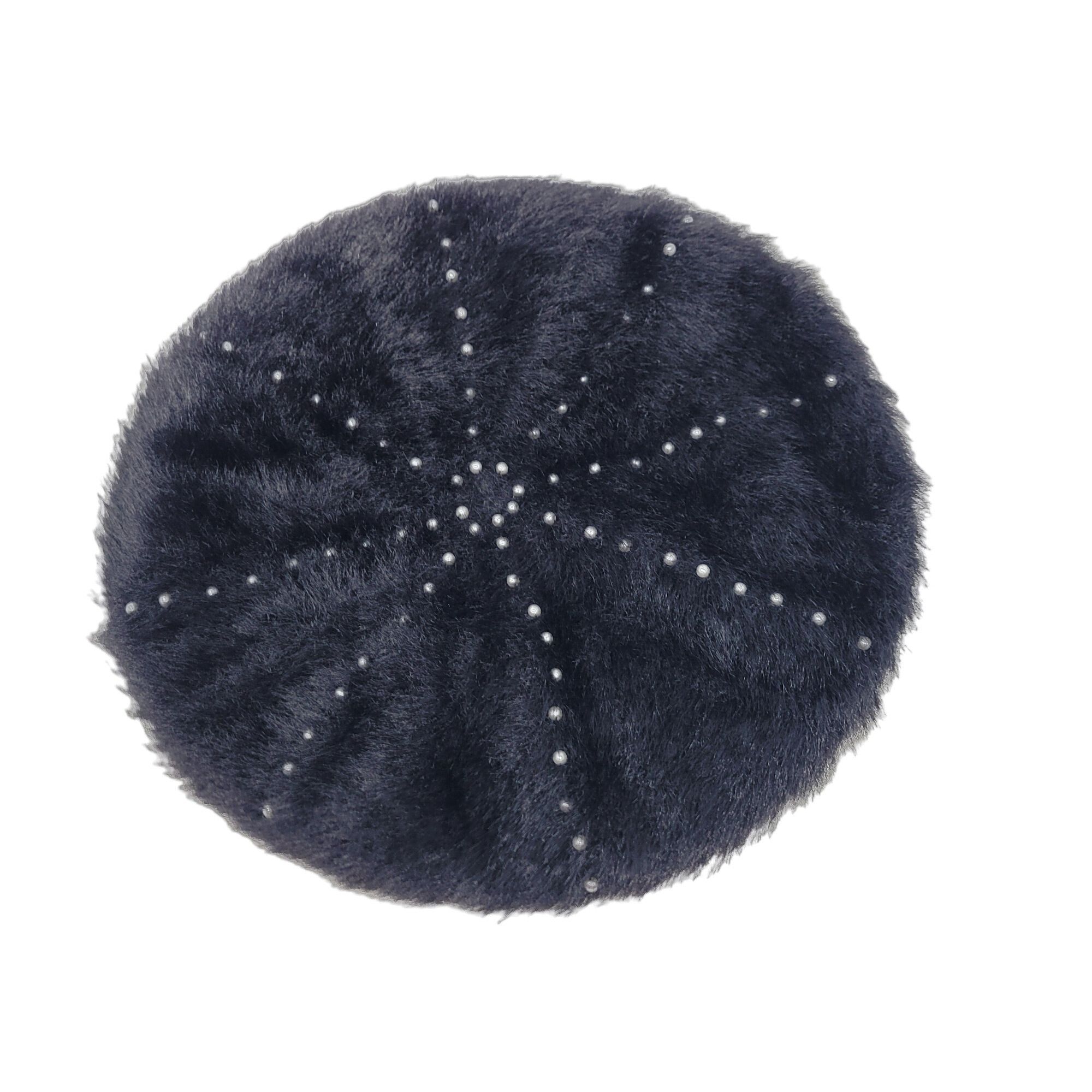 Other Sole Society Fuzzy Eyelash Black Beret Gunmetal Studded Hat Size ONE SIZE - 2 Thumbnail